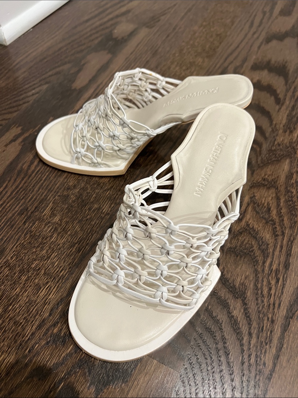 Jonathan Simkhai White Braided Leather Slide Mules